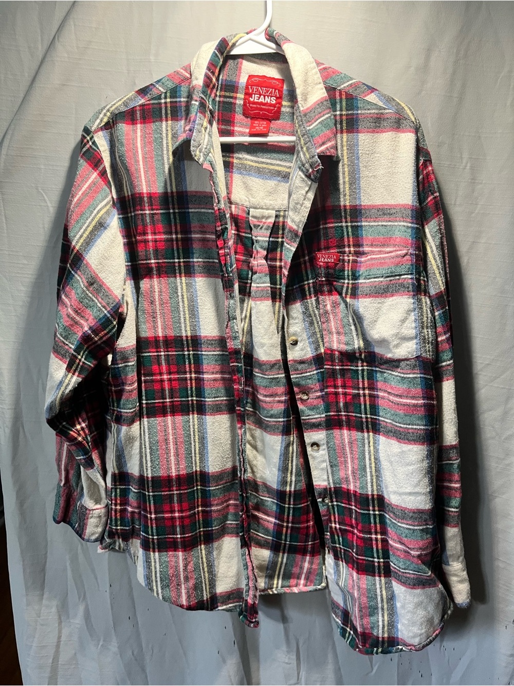 Womens Red & Green Plaid Flannel Shirt 14/16 Venezia